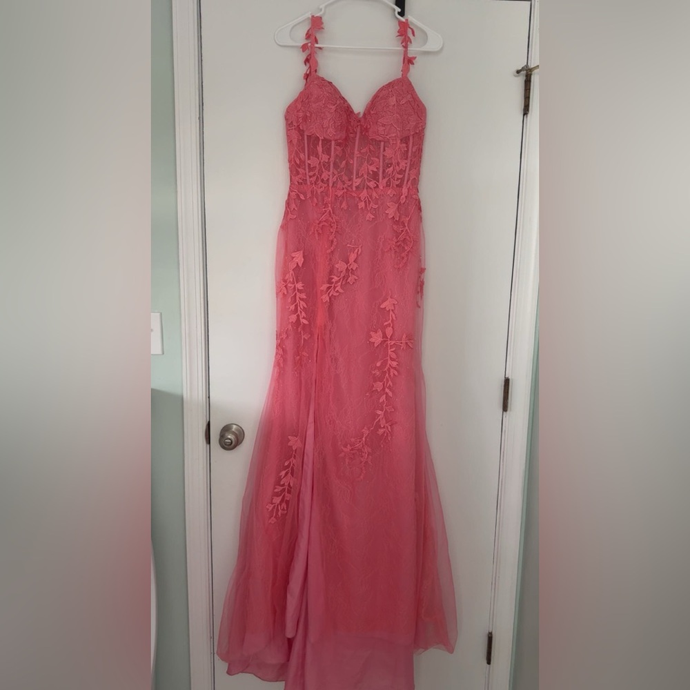 Elegant Pink Lace Gown